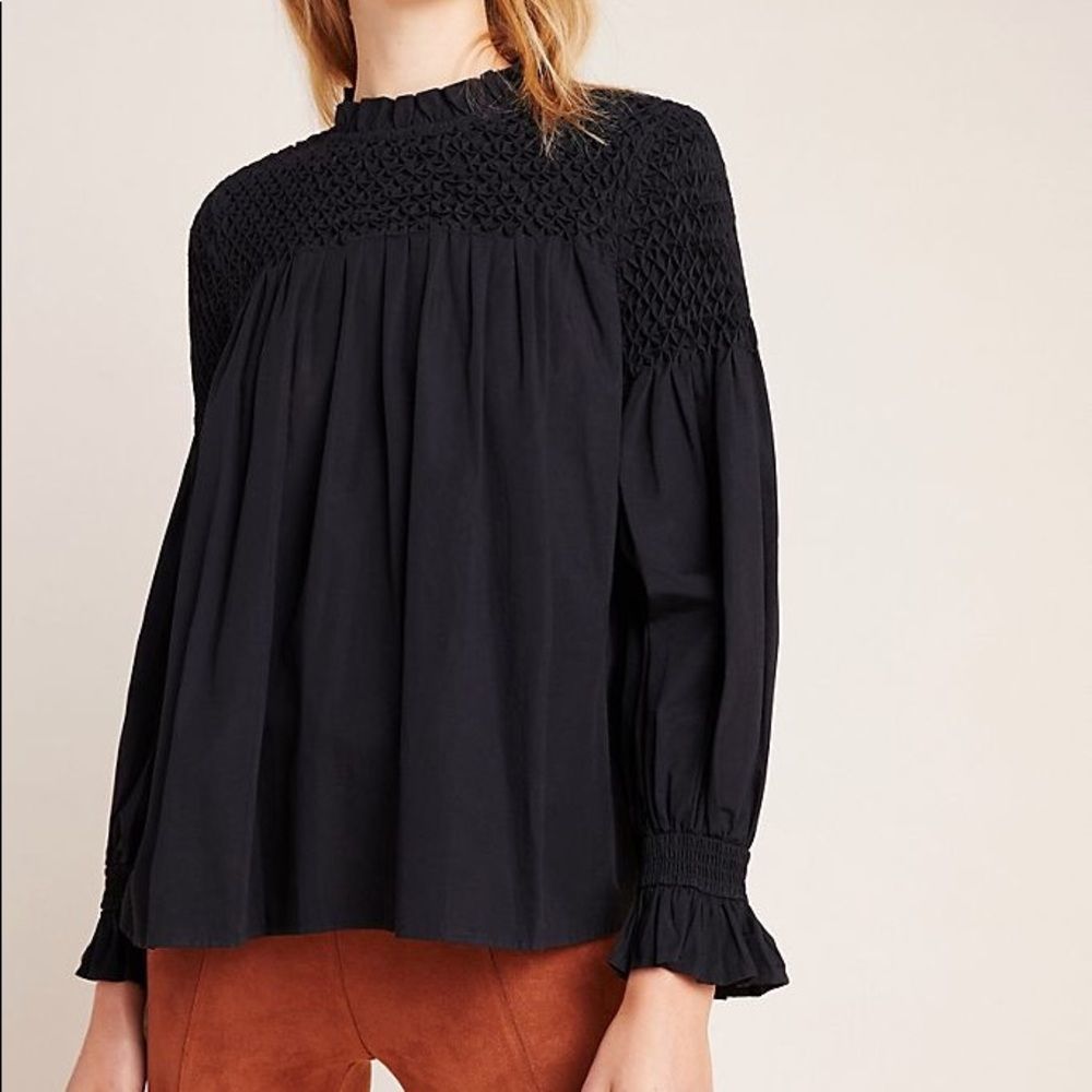 ANTHROPOLOGIE pin tuck detailed top